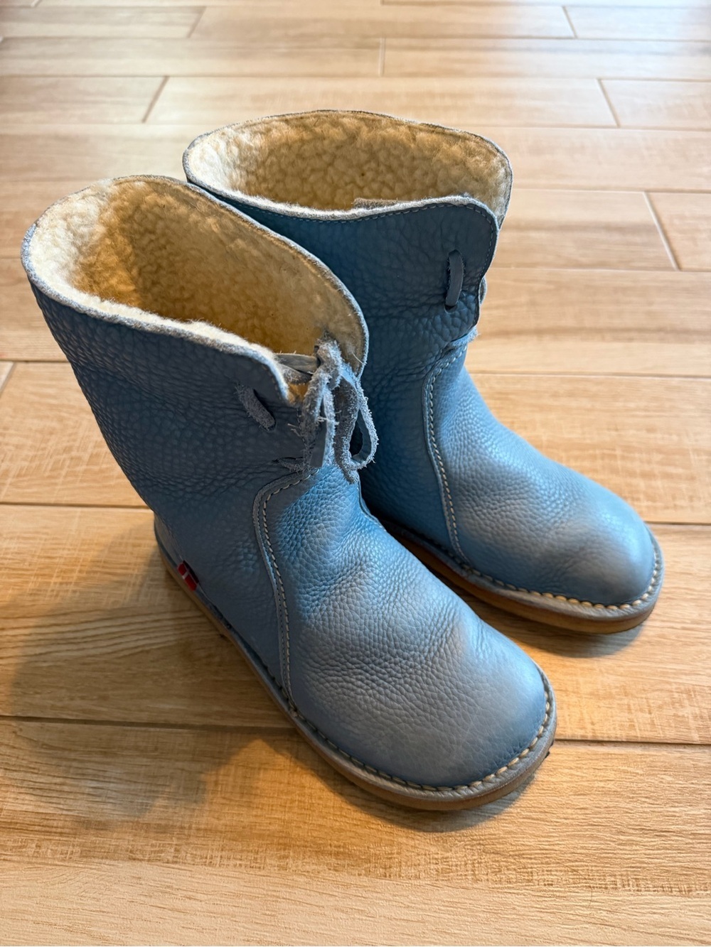Duckfeet Arhus Blue Pebbled Leather Shearling Lined Boots Sz 39